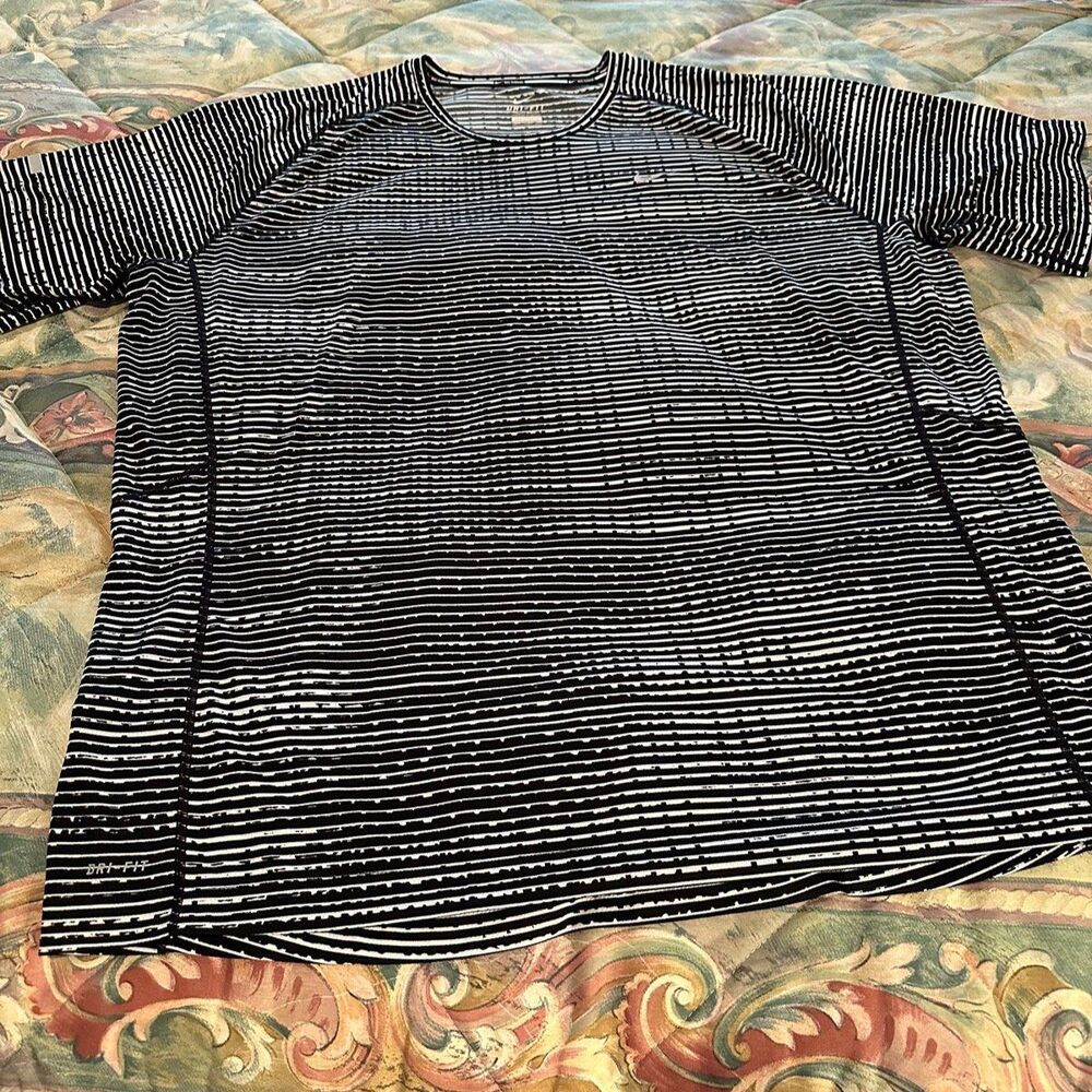Nike Black and White Striped Shirt